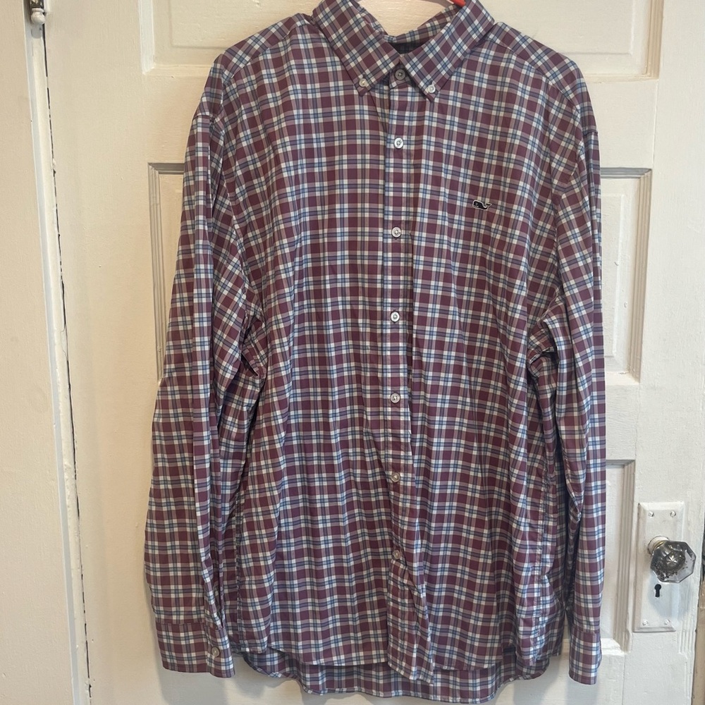 Purple Plaid Vineyard Vines Whale Shirt Button Down XXL Perfect Condition!
